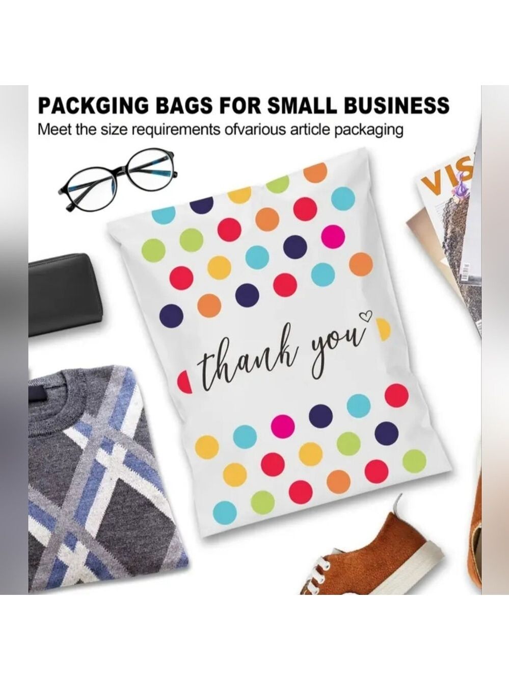 Ten Colorful Polka Dot Thank You 10x13 Poly Mailer - Picture 5 of 5